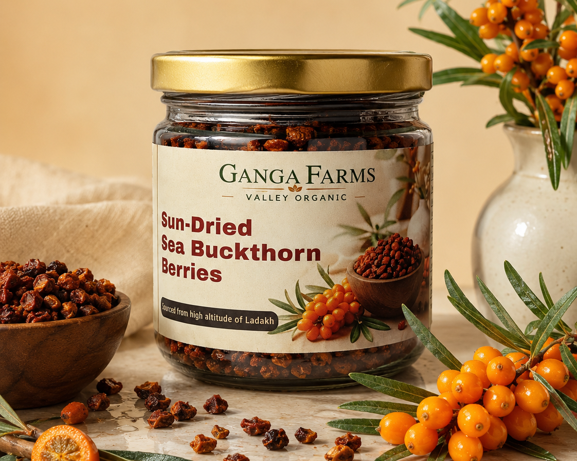 Ganga Farms Sun-Dried Sea Buckthorn Berries The Whole Wild Superfruit from Ladakh