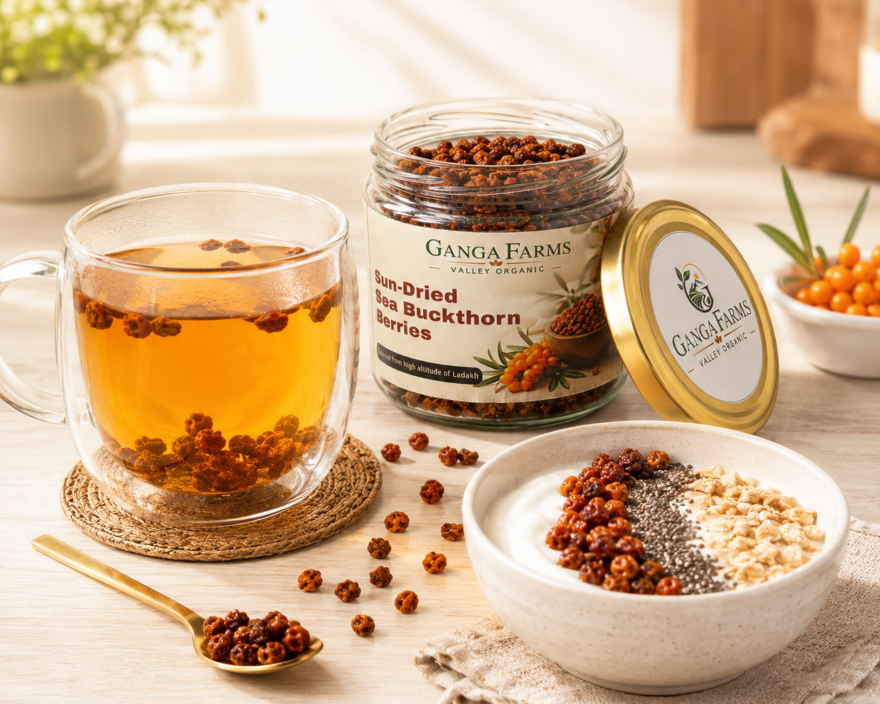 Ganga Farms Sun-Dried Sea Buckthorn Berries The Whole Wild Superfruit from Ladakh