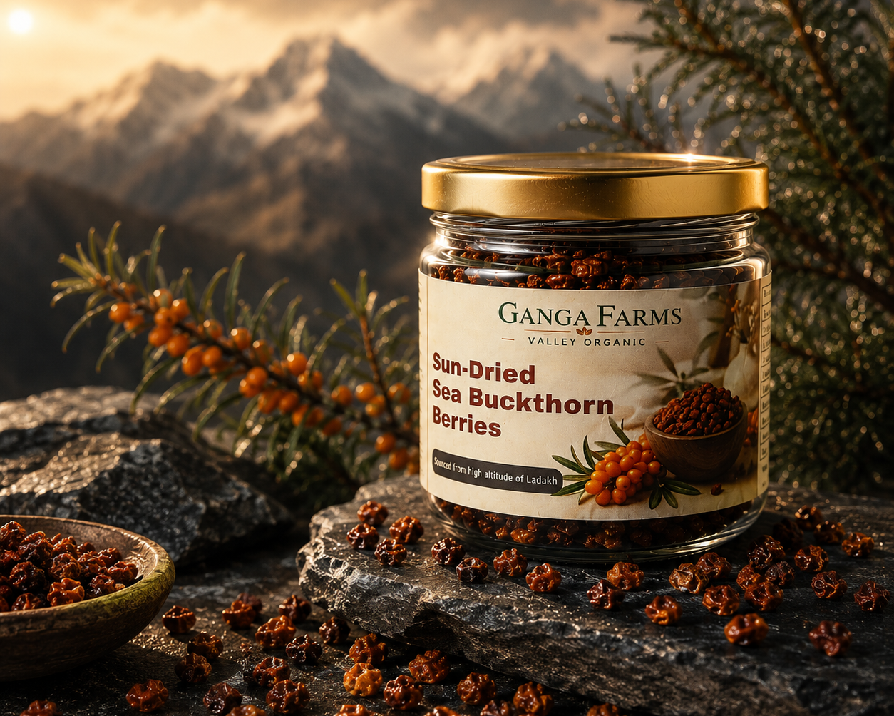 Ganga Farms Sun-Dried Sea Buckthorn Berries The Whole Wild Superfruit from Ladakh